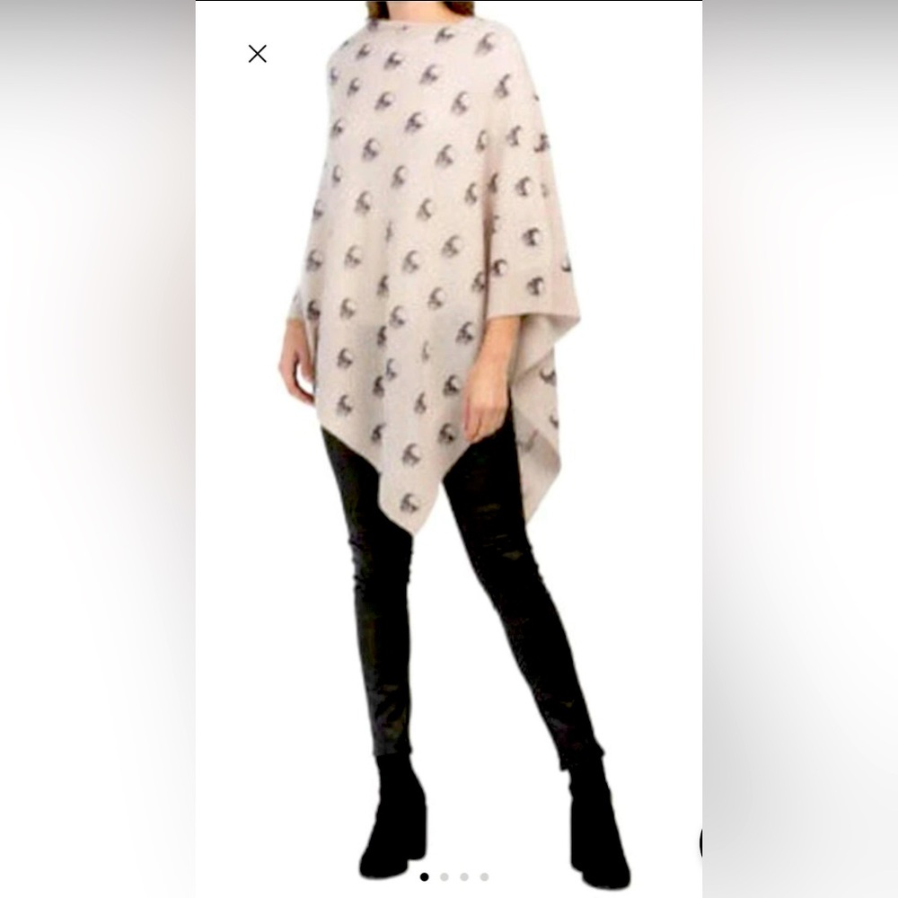 360 Cashmere Beige Black,McQueen style skull print Poncho/shrug one size.Unisex
